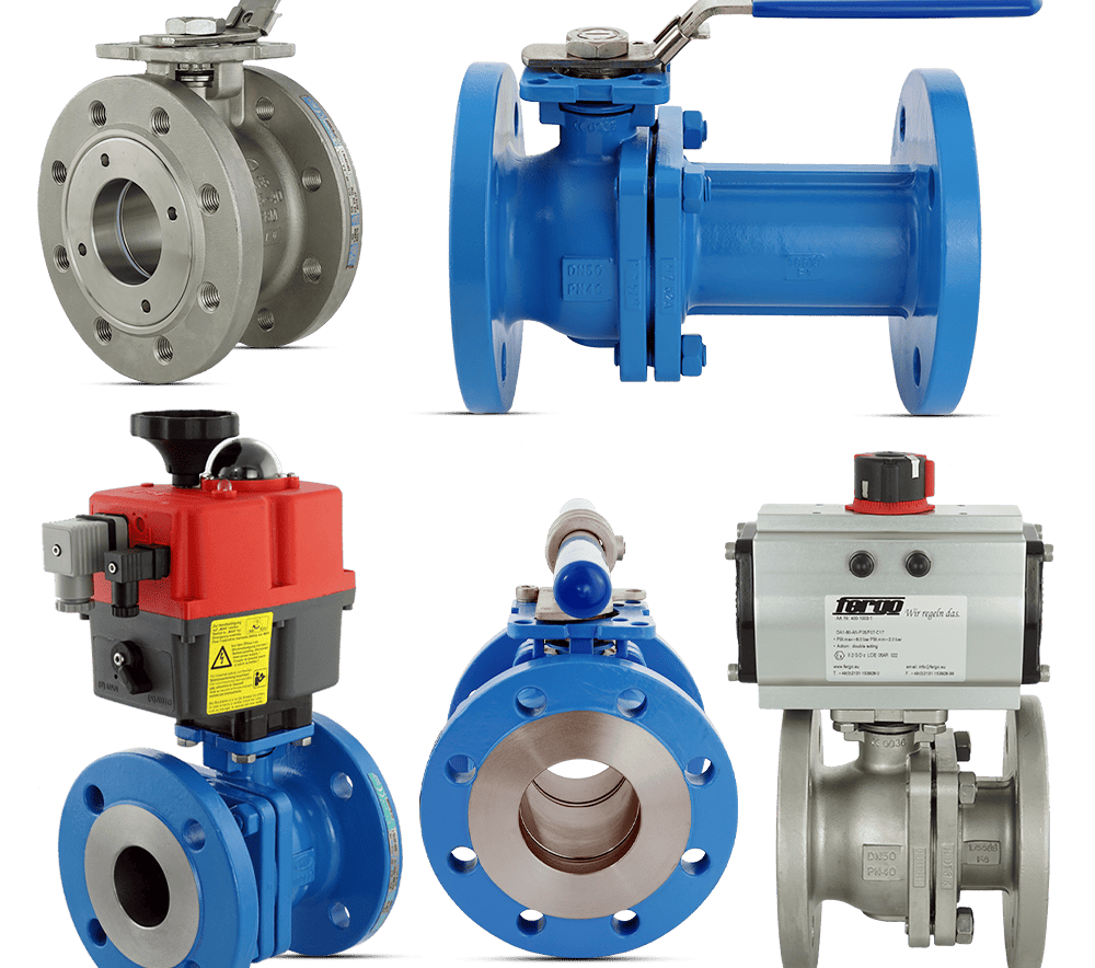 Flanschkugelhahn aus Edelstahl, Stahlguss, Spharöguss.