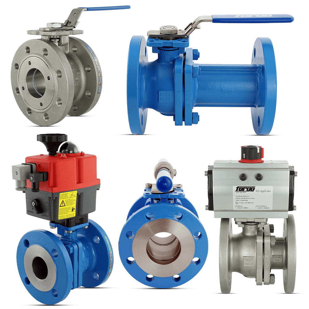 Flanschkugelhahn aus Edelstahl, Stahlguss, Spharöguss.