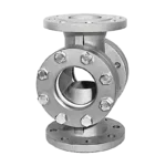 Flow sight glass made of stainless steel and borosilicate glass according to DIN 7080.|Flow sight glass with rotor.|Flow sight glass with indicator flap.|Flanged sight glass with borosilicate glass according to DIN 7080.|Sight glass with protective grid.|Flow sight glass with heating jacket.